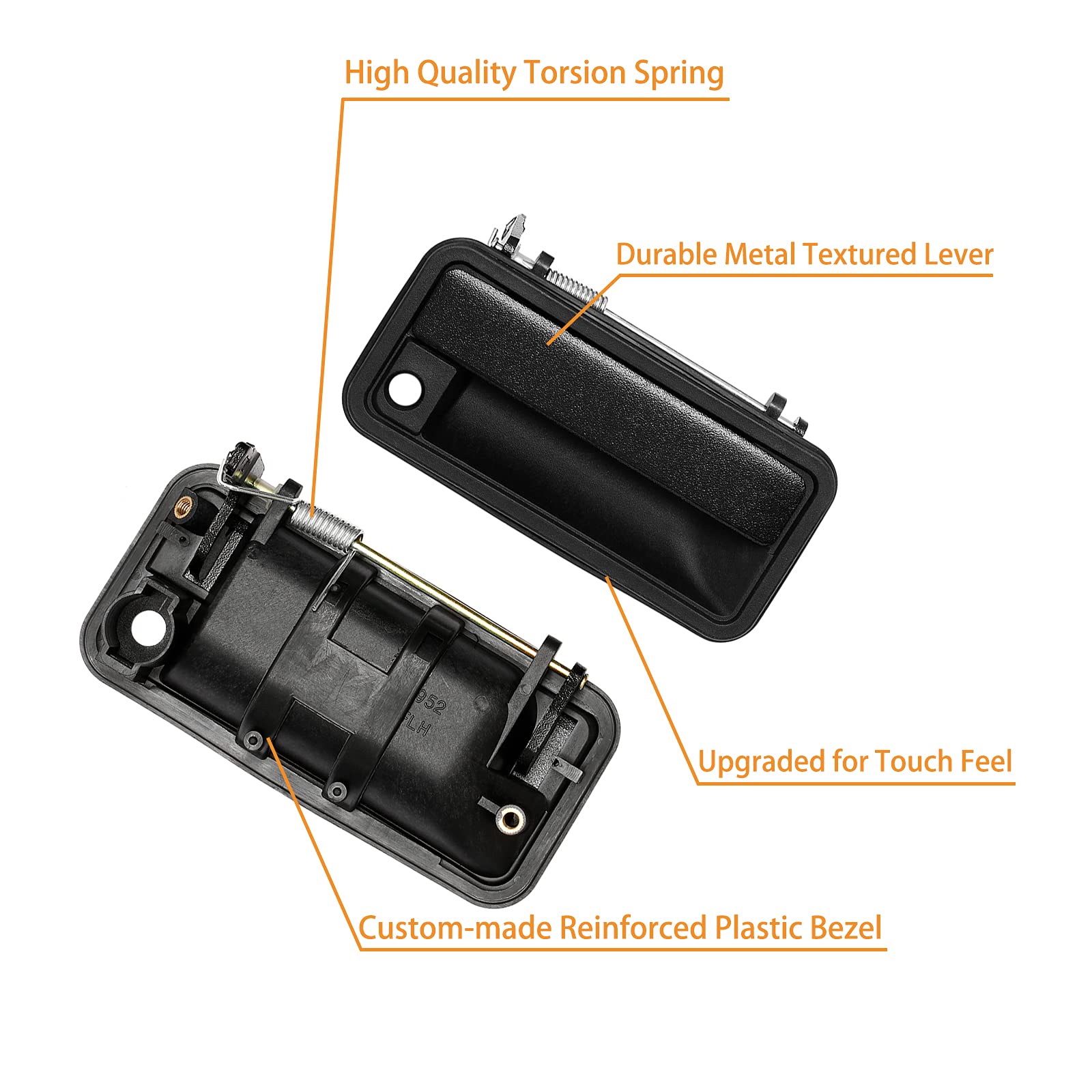 Exterior Door Handle, Front Right Passenger Side, Metal Lever Plastic Bezel, Compatible With 1988-2001 Chevy Gmc K1500 K2500 K3500, C1500 C2500 C3500 Suburban, Tahoe, Yukon, Cadillac 15742230, 77073